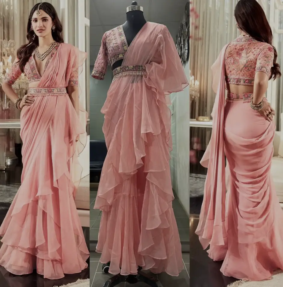 ruffles or wrap the saree tight like a mermaid tail